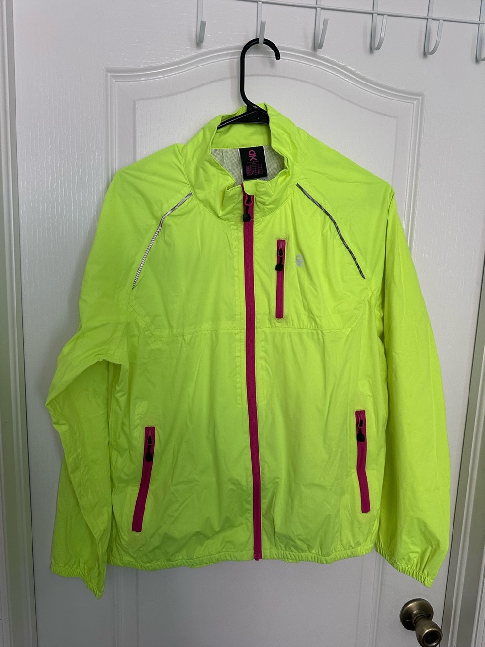 High-Visibility Lime Rain Jacket with Pink Trim